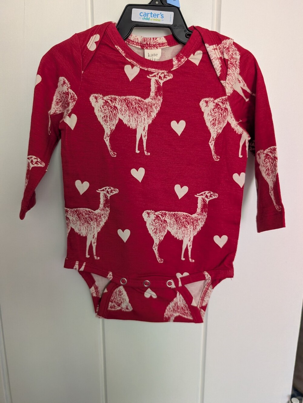 NWT 3-6 Month Kate Quinn Llama And Hearts Bodysuit